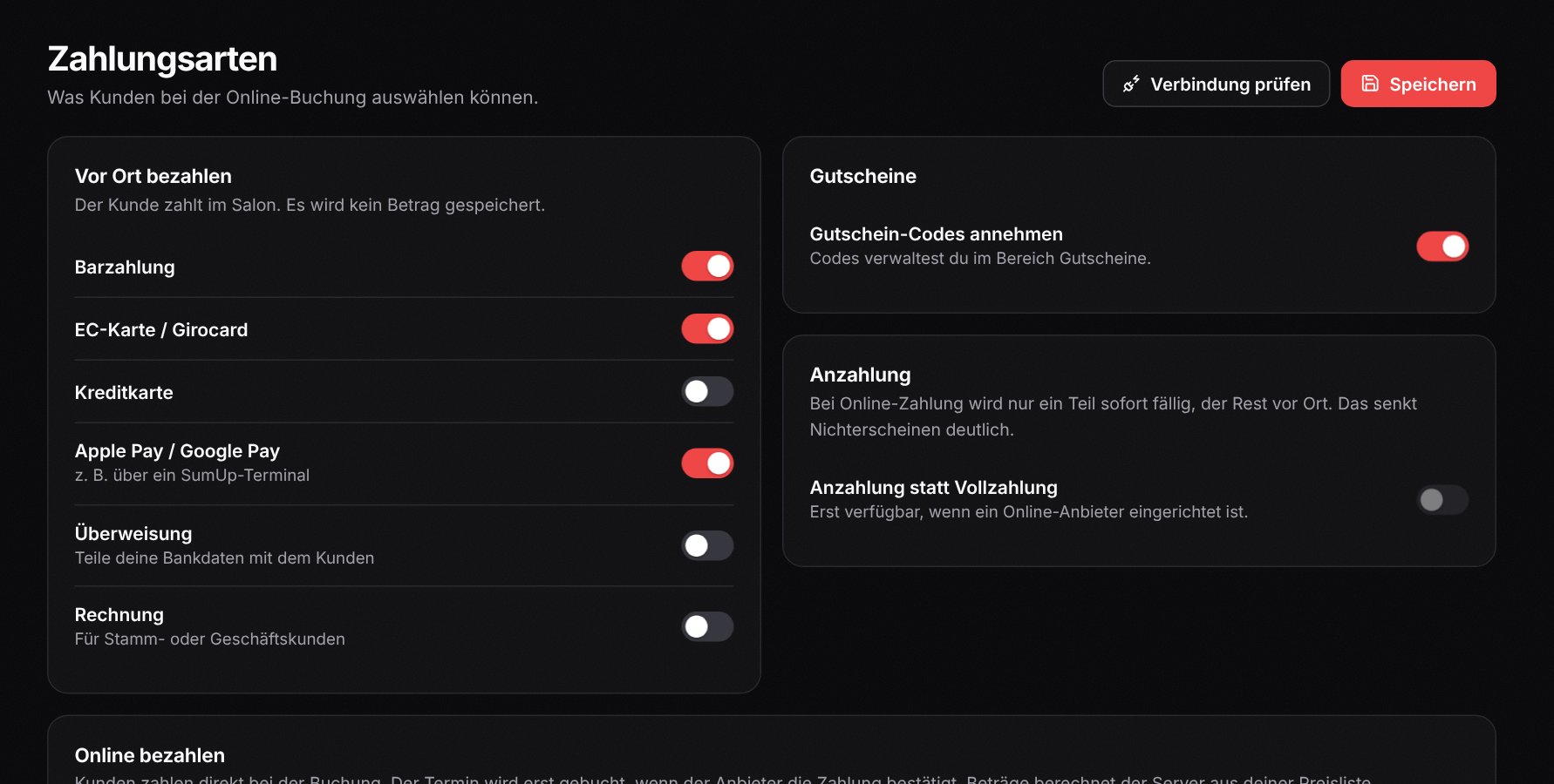 Terminski Zahlungsarten